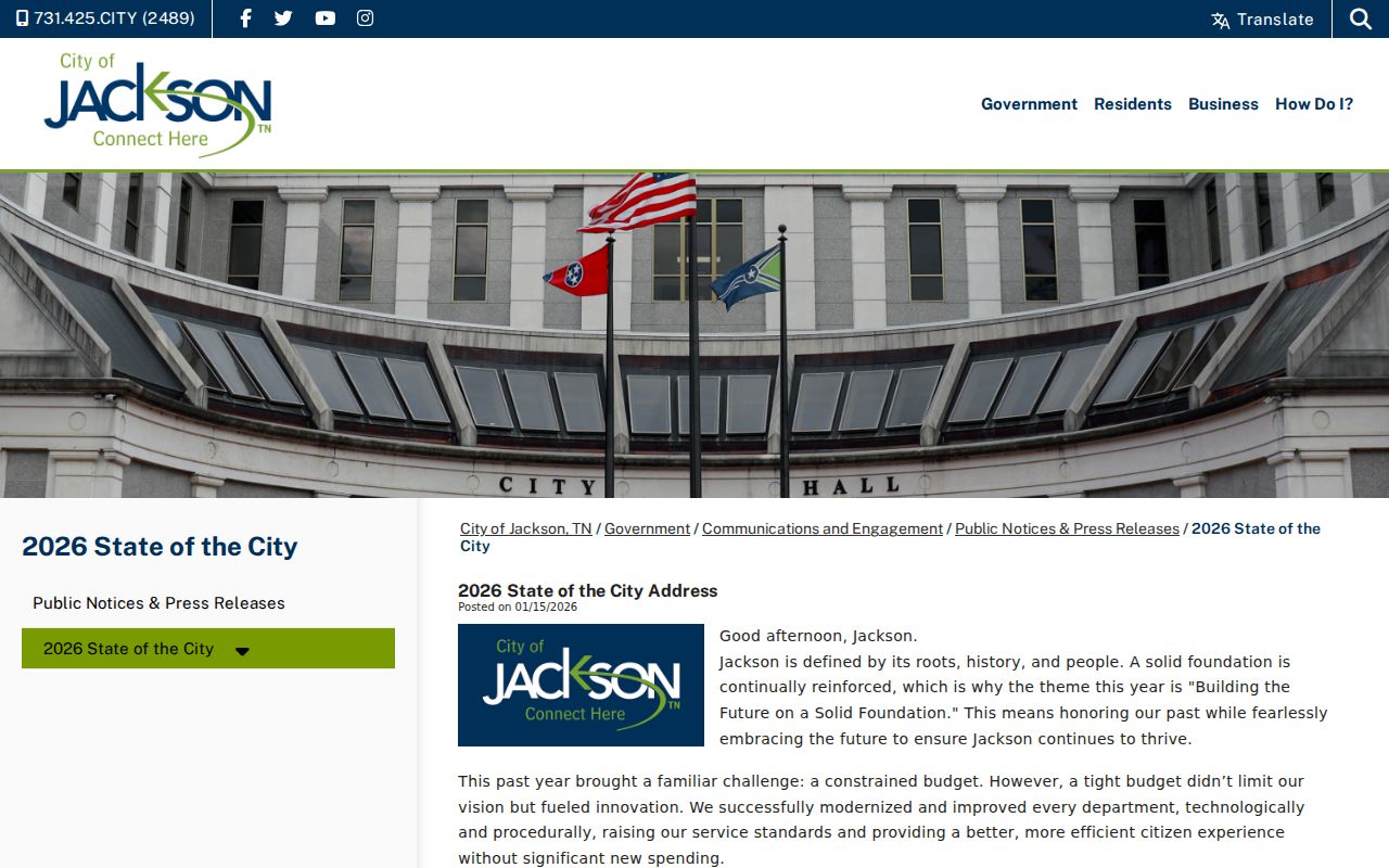 Jackson State of the City public safety initiatives page