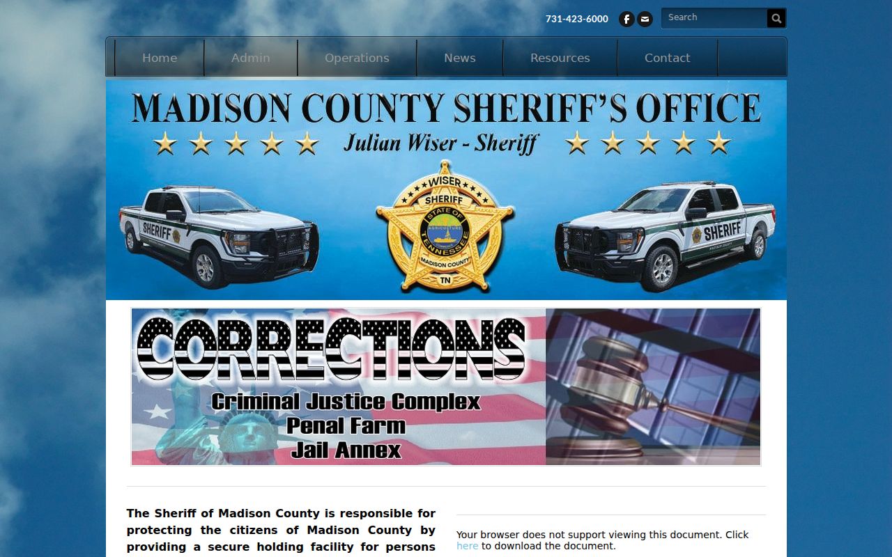 Madison County arrest records Corrections Division information